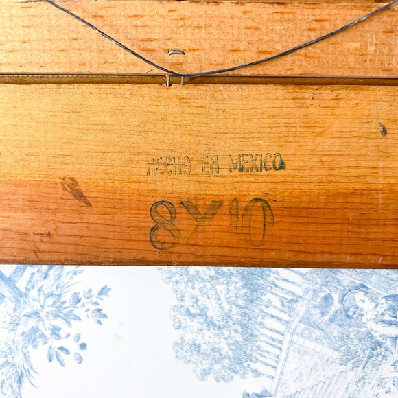 Vintage 10x8in River Bank Forest Still Life Oil Painting Wood Gold Frame Sunset - Picture 9 of 10